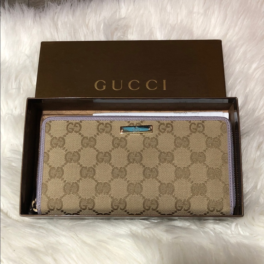 Gucci Beige and purple Signature Wallet - Picture 3 of 9
